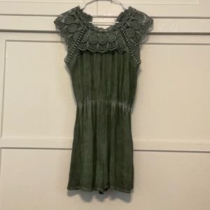 olive green lace romper